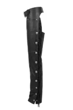 Iron Spur Fringe Leather Motorcycle Chaps Side View