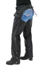 Iron Trail Adjustable Leather Motorcycle Chaps Worn Back View