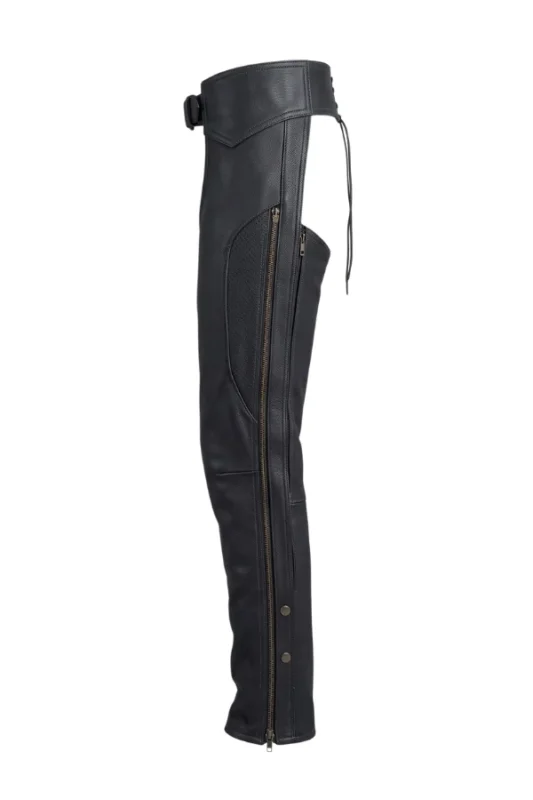 Ironcrest Men's Leather Motorcycle Chaps Side View