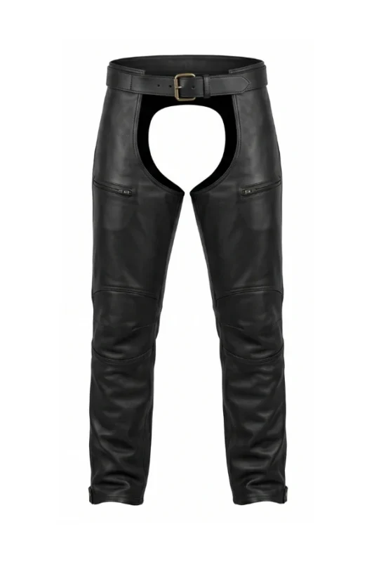 IronStride Elite Big & Tall Leather Motorcycle Chaps