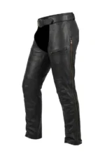 IronStride Elite Big & Tall Leather Motorcycle Chaps Side View