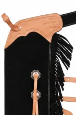 Black Youth Western Chaps with Tan Yoke and Fringe details View