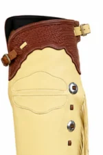 Ivory Leather Shotgun Chaps Details View
