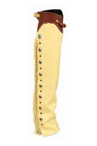 Ivory Leather Shotgun Chaps Side View