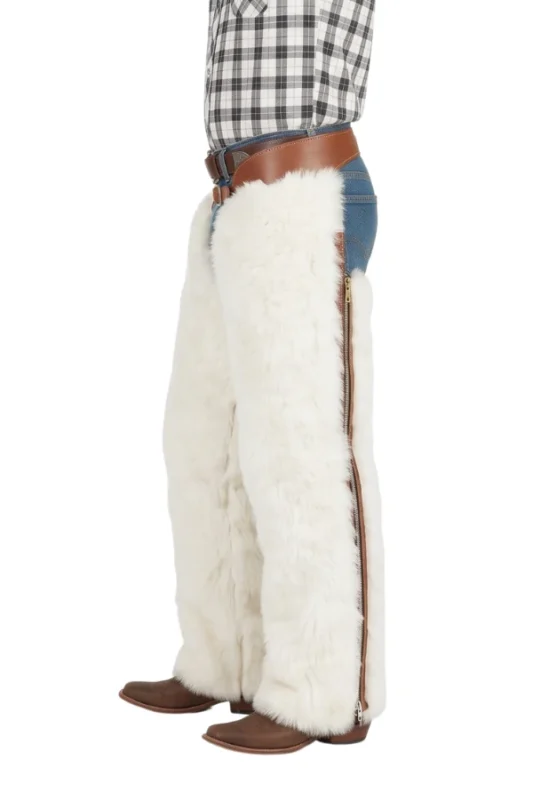 Ivory Ridge Woolies Chaps with Plush White Fur Side View