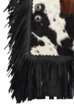 Lone Star Hide Cowhide Chink Chaps with Tooled Leather Yoke and Black Fringe View