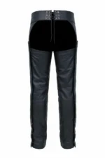 Men's Black Insulated Winter Leather Motorcycle Chaps - Image 3