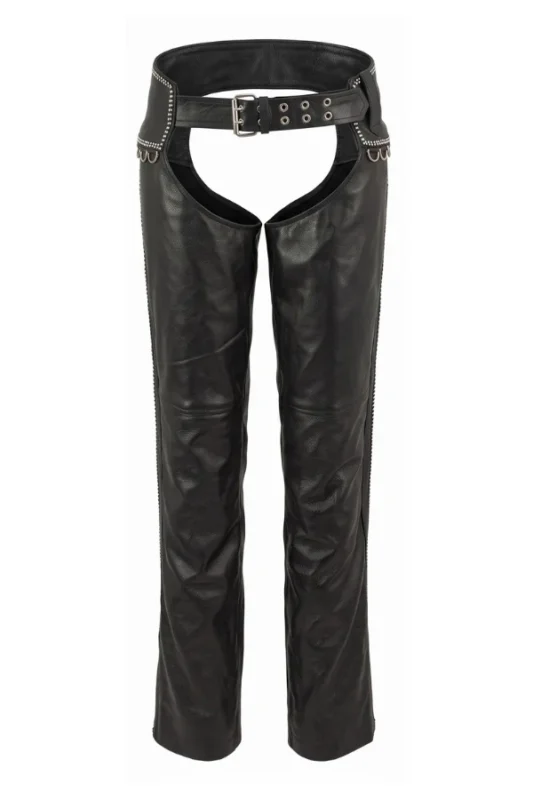 Midnight Edge Women's Studded Black Leather Motorcycle Chaps