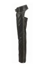 Midnight Edge Women's Studded Black Leather Motorcycle Chaps Side View
