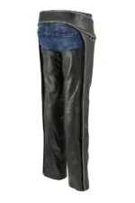 Midnight Edge Women's Studded Black Leather Motorcycle Chaps Worn Back View