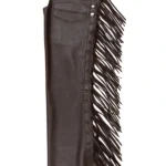 Midnight Mesa Shotgun Chaps with Tooled Leather Yoke and Fringe
