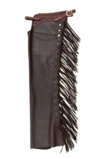Midnight Mesa Shotgun Chaps with Tooled Leather Yoke and Fringe