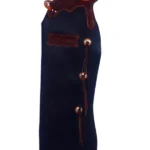 Midnight Navy Batwing Chaps with Burgundy Leather Yoke and Concho Accents