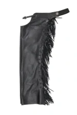 Midnight Rider Black Leather Fringe Shotgun Chaps