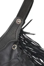 Midnight Rider Black Leather Fringe Shotgun Chaps Conchos View