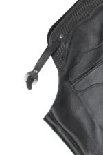 Midnight Rider Black Leather Fringe Shotgun Chaps Yoke View