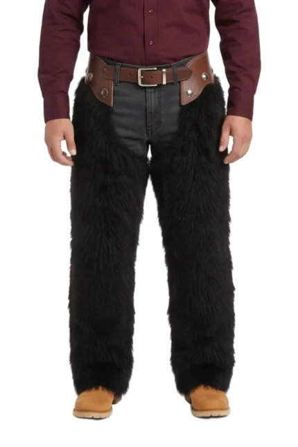 Midnight Ridge Woolies Chaps with Brown Leather Trim