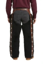 Midnight Ridge Woolies Chaps with Full Leather Panels Back View