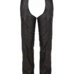 Midnight Rivet Women's Black Leather Motorcycle Riding Chaps