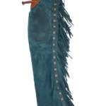 Midnight Teal Suede Fringe Shotgun Chaps