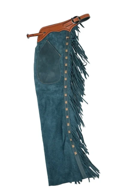 Midnight Teal Suede Fringe Shotgun Chaps