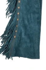 Midnight Teal Suede Fringe Shotgun Chaps Details View