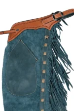 Midnight Teal Suede Fringe Shotgun Chaps Pocket View