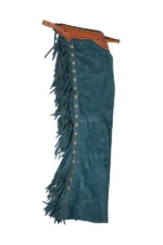 Midnight Teal Suede Fringe Shotgun Chaps Side View