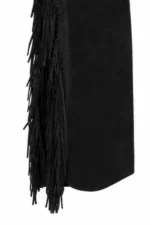 Midnight Tooled Leather Western Show Chaps with Long Black Fringe View