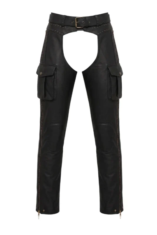 Midnight Valor Women's Big & Tall Leather Motorcycle Chaps