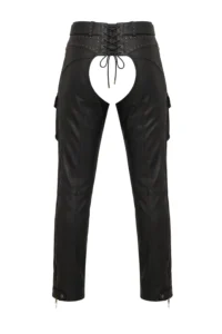 Midnight Valor Women's Big & Tall Leather Motorcycle Chaps Back View