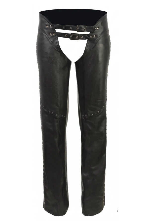 nightfall-stud-womens-black-leather-motorcycle-chaps Nightfall Stud Women's Black Leather Motorcycle Chaps