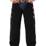 Obsidian Black Woolies Chaps with Leather Fringe