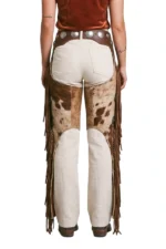 Prairie Hide Woolies Chaps with Spotted Hair-On Finish Back View