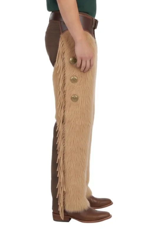 Prairie Sand Woolies Chaps with Concho Accents Side View