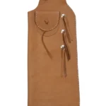 Classic Tan Leather Batwing Chaps with Studded Edge and Front Pocket