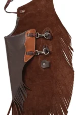 Ranchwood Brown Youth Western Chaps with Adjustable Side Closures Back View