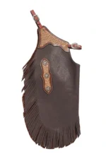 Ranchwood Brown Youth Western Chaps with Fringe Side View