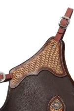 Ranchwood Brown Youth Western Chaps with Basketweave Yoke Yoke View