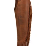 Range Rider Distressed Leather Chink Chaps with Long Fringe