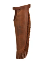 Range Rider Distressed Leather Chink Chaps with Long Fringe