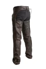 Rider Trail Brown Leather Motorcycle Chaps Details View