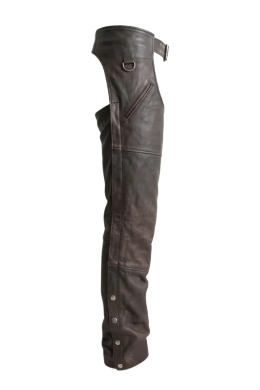 Rider Trail Brown Leather Motorcycle Chaps Side View
