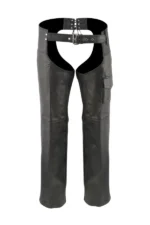 Rider Utility Black Leather Motorcycle Chaps