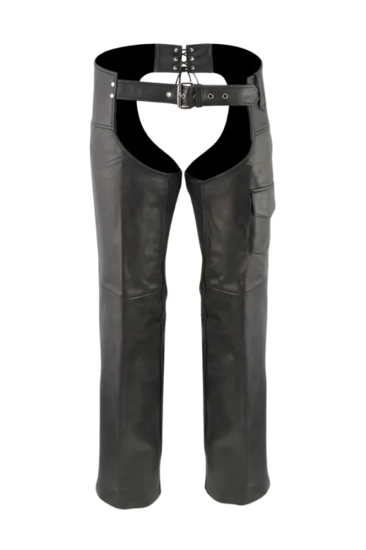 Rider Utility Black Leather Motorcycle Chaps