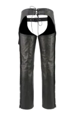 Rider Utility Black Leather Motorcycle Chaps Back View