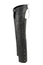 Rider Utility Black Leather Motorcycle Chaps Side View