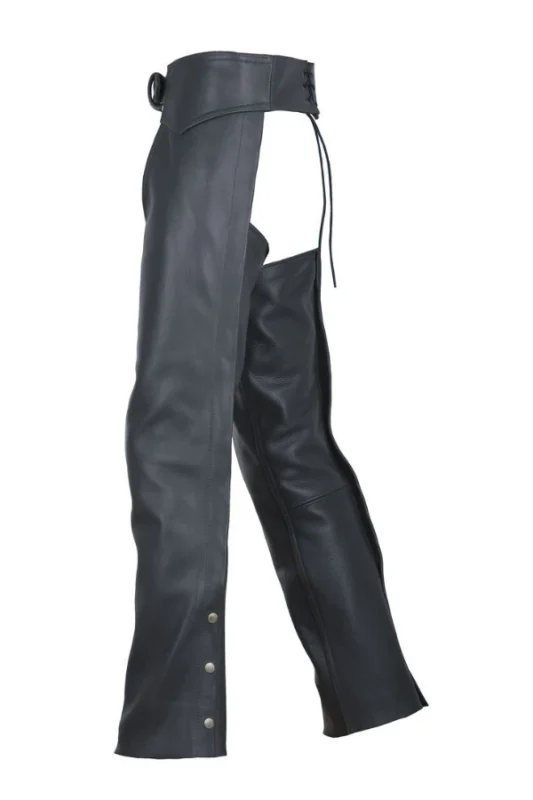 Ridgeway Men's Leather Motorcycle Chaps Side View