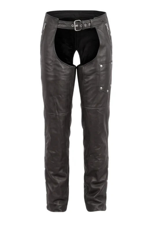 Road Guard Black Leather Motorcycle Chaps