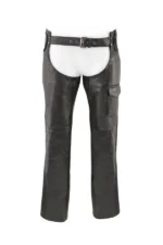 Road Rider Black Leather Motorcycle Chaps
